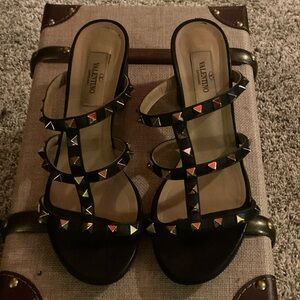 Valentino Black Studded Sandals